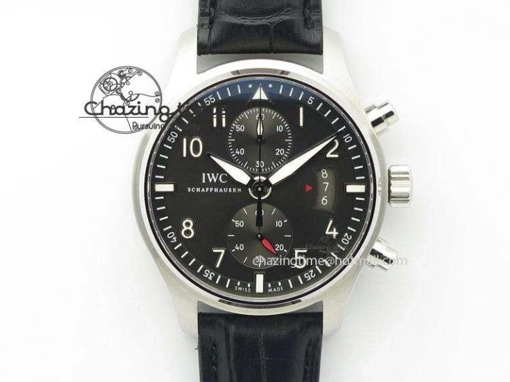 MIROTIME 0310 SmartChoice Mark XVIII IW327006 Titanium M+F 1:1 Best Edition Black Dial on Brown Leather Strap A 7145